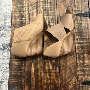 Lucky Brand, peep toe, bootie-wedges, like new worn a few times.
